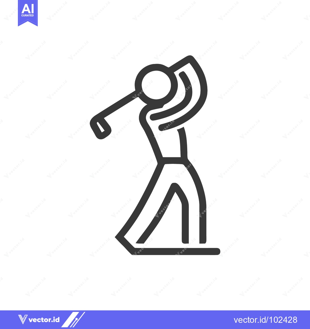 Premium Vector dari Sleek Minimalist Golfer Icon Depicting a Powerful Backswing