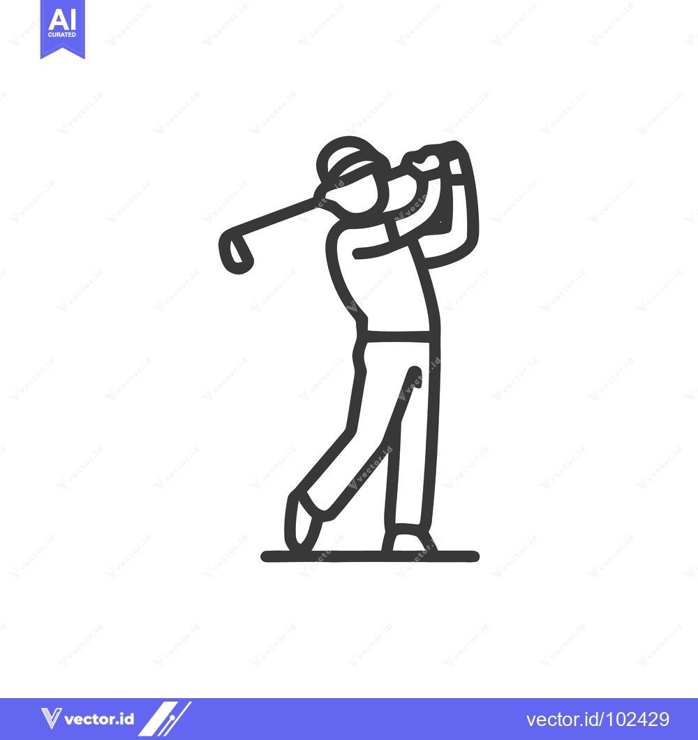 Premium Vector dari Dynamic Golfer Follow-Through Stroke, a Minimalist Line Art Icon