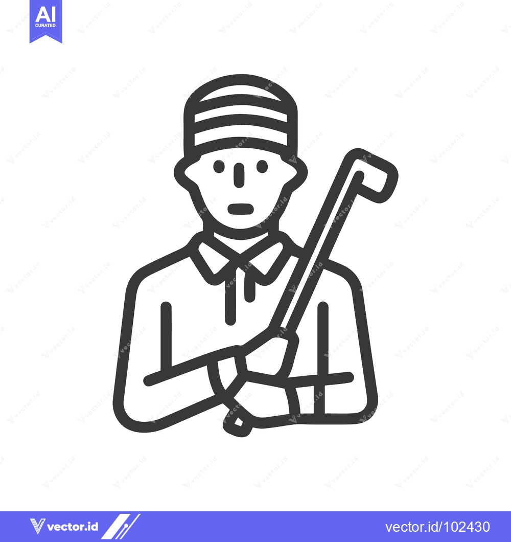 Premium Vector dari Bold Line Art Icon of a Golfer in a Striped Hat