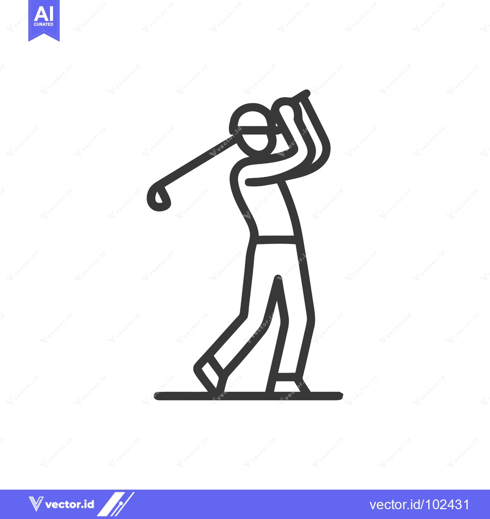 Premium Vector dari Modern Line Icon of a Golfer in a Dynamic Backswing Motion