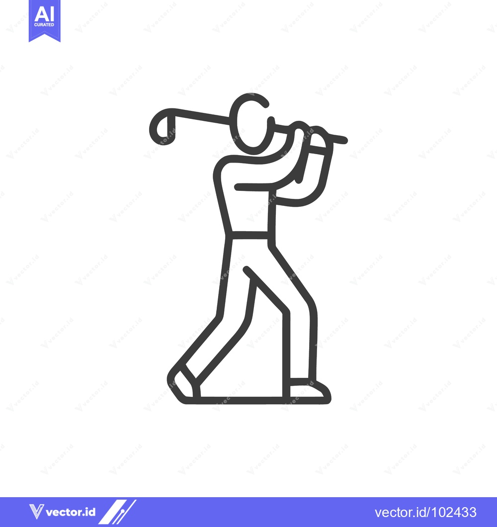 Premium Vector dari Dynamic Golfer Follow-Through Swing, Minimalist Line Art Icon