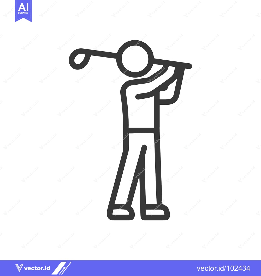 Premium Vector dari Minimalist Golfer Icon Depicting a Powerful Backswing Pose