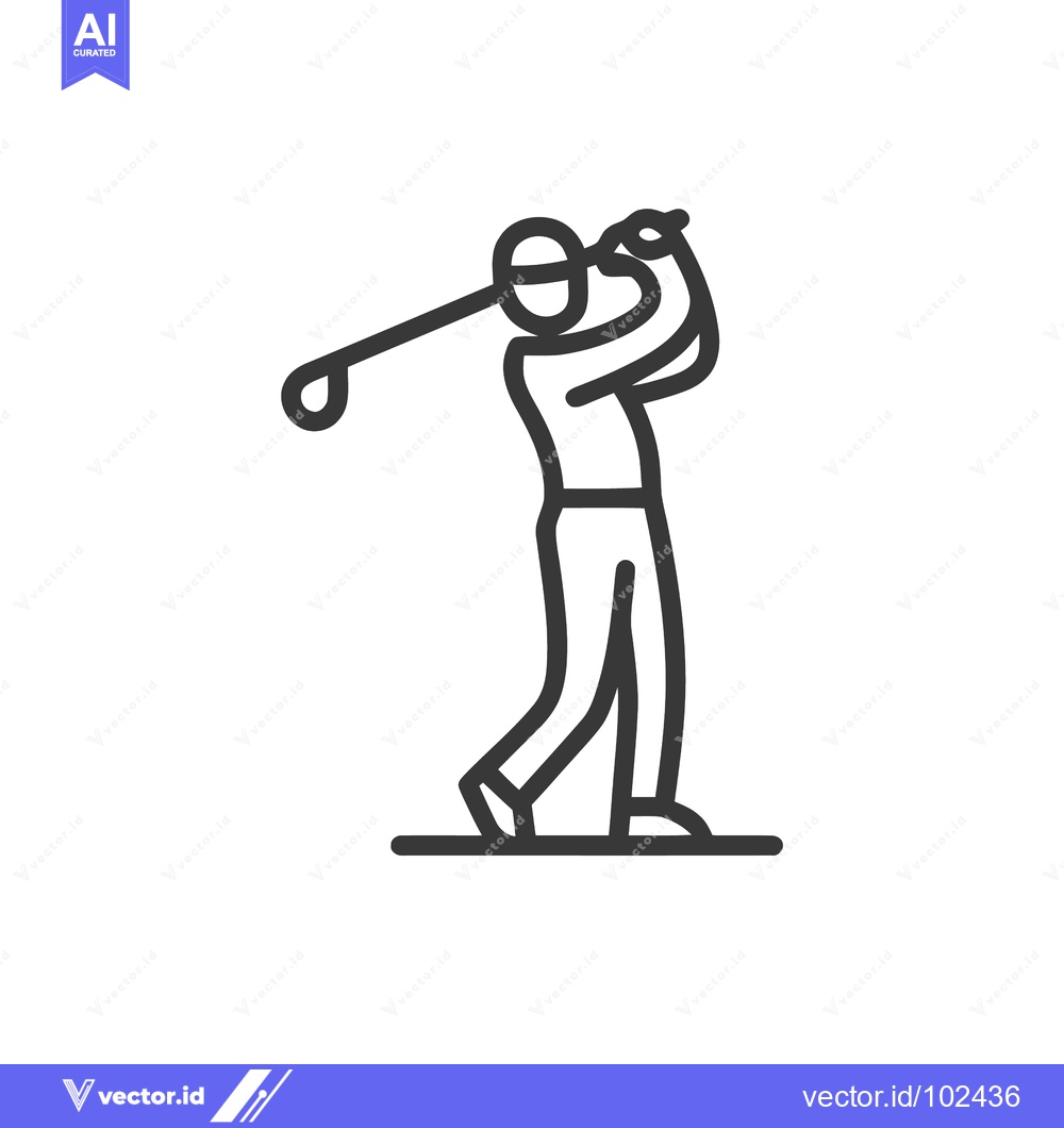 Premium Vector dari Modern Golfer Line Icon Capturing a Dynamic Swing Follow-Through