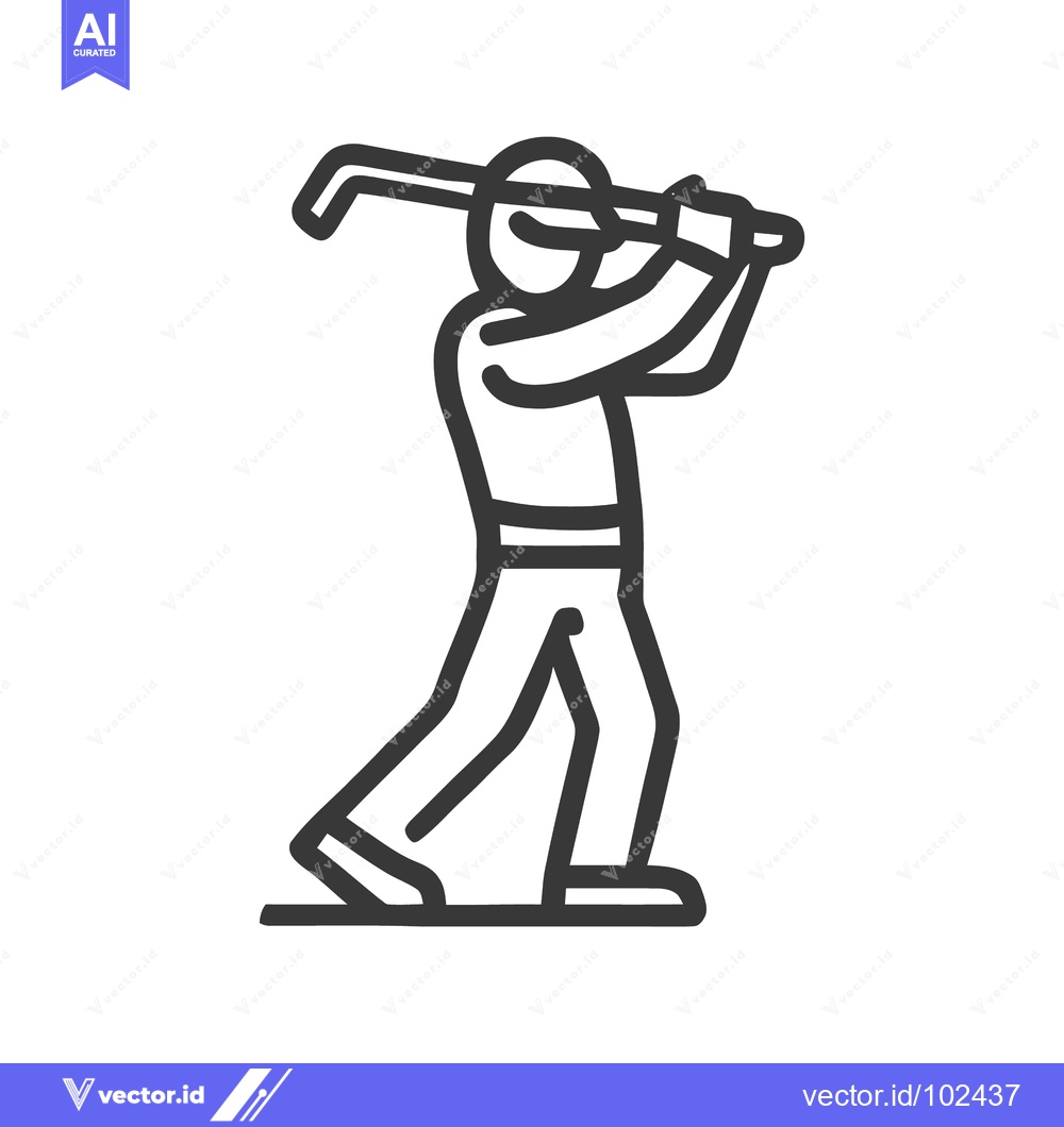 Premium Vector dari Stylized Golfer Figure in a Dynamic Backswing Pose, Minimalist Line Ar