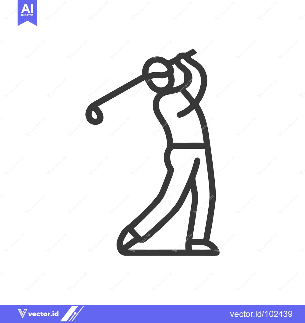 Premium Vector dari Dynamic Golfer Figure in a Powerful Swing, a Modern Line Art Icon