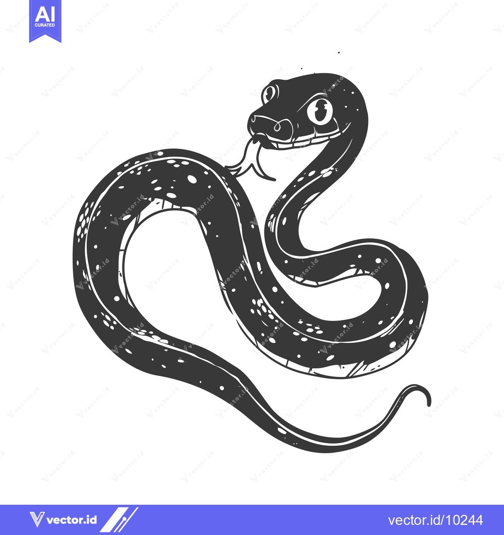 Premium Vector dari A Black and White Illustration of a Cartoon Snake