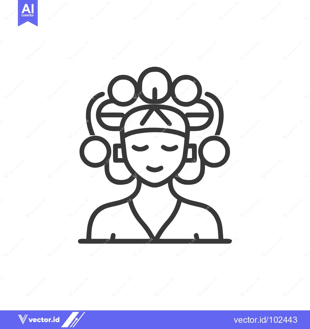 Premium Vector dari Tranquil Asian Deity Bust with Elaborate Circular Headdress Line Art