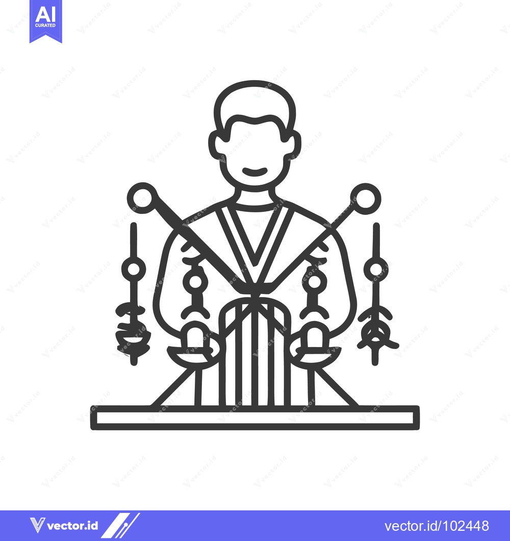 Premium Vector of Benevolent Judge with Crossed Swords and Symmetrical Scales of Justice