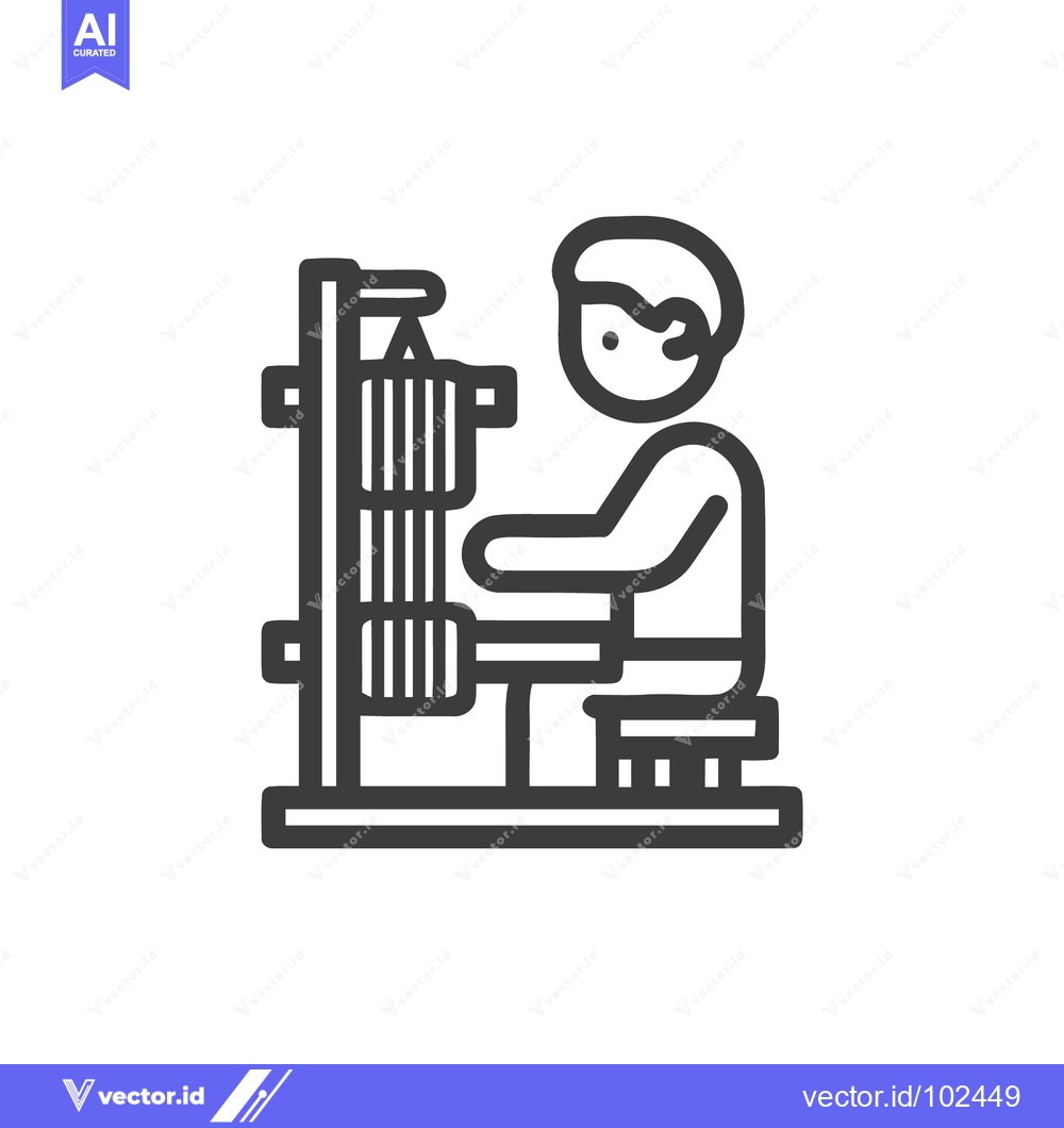 Premium Vector of Artisan Craftsperson at a Vertical Weaving Loom Line Art Symbol