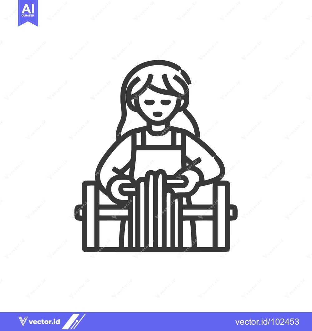 Premium Vector of Woman in Apron Making Fresh Pasta, Minimalist Line Art Icon