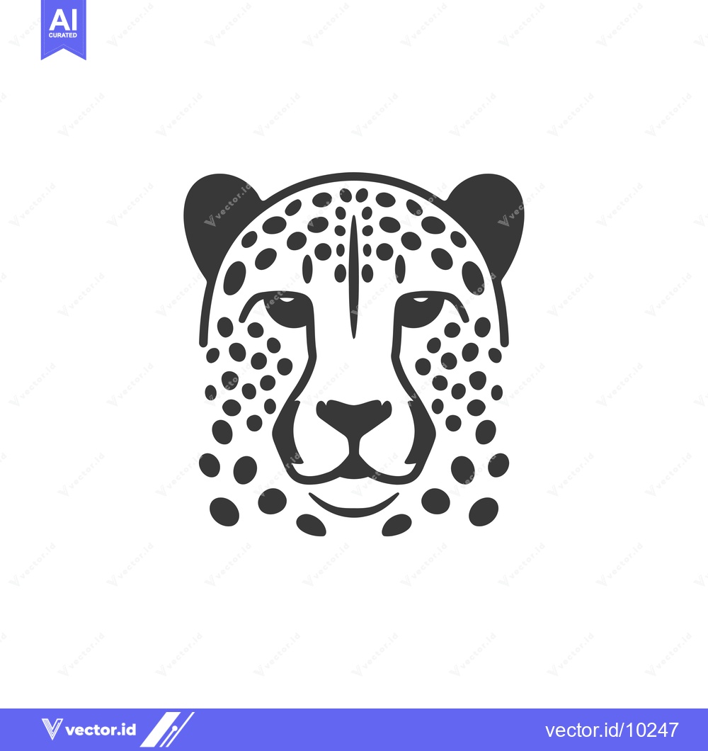 Premium Vector dari A Black and White Illustration of a Cheetah's Head