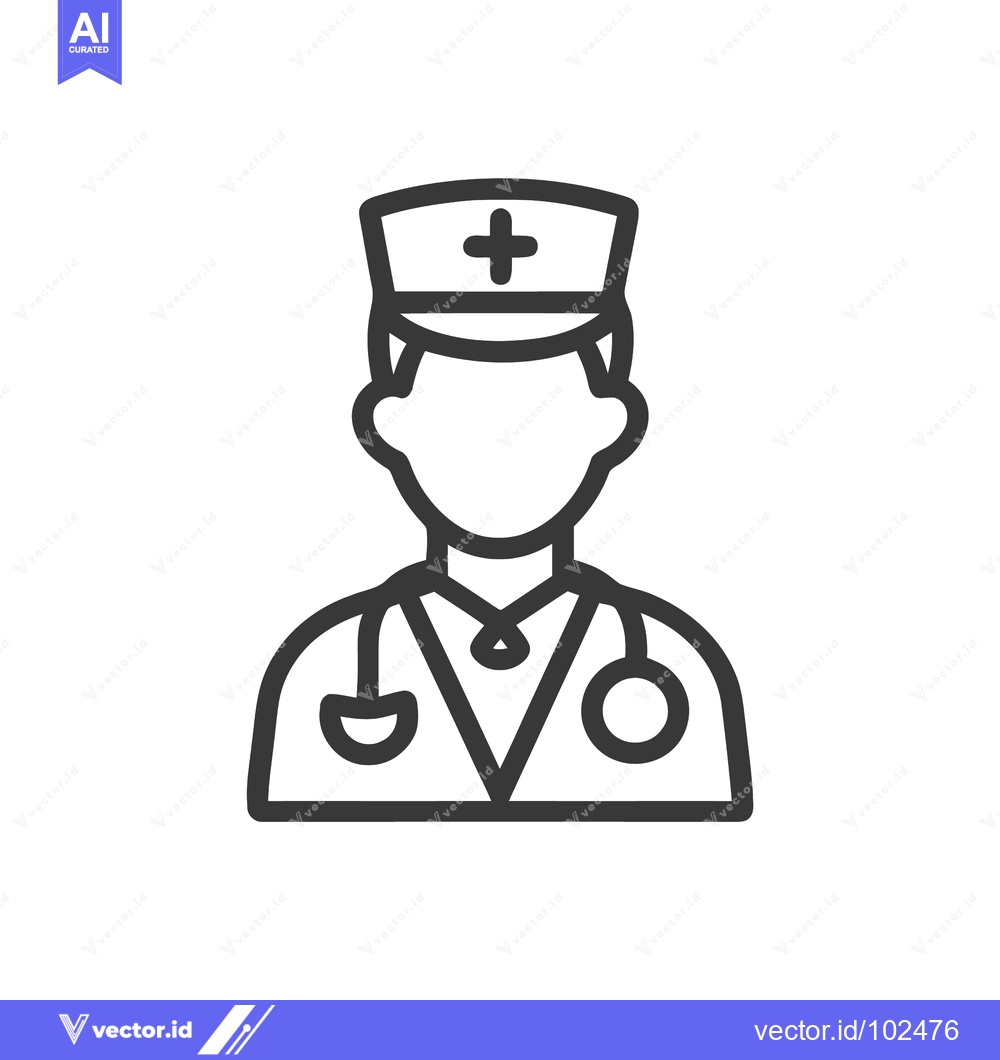 Premium Vector dari Bold Outline Icon of a Faceless Doctor with Stethoscope and Medical Ca