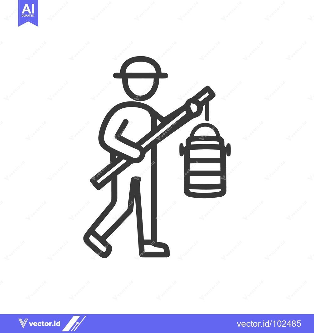Premium Vector of Minimalist Line Art Icon of a Walking Figure Carrying a Lantern on a P