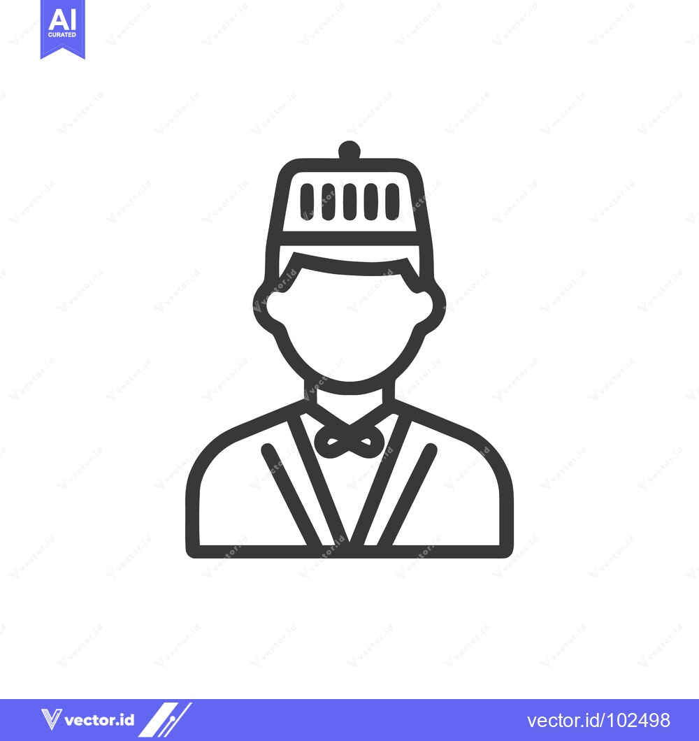 Premium Vector dari Elegant Hotel Bellboy Line Icon with Pillbox Hat and Uniform