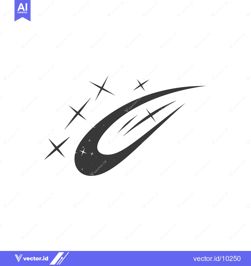 Premium Vector of A Black and White Illustration of a Comet with a Tail and Stars