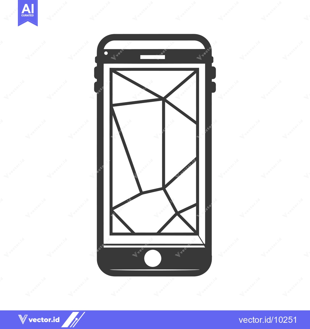 Premium Vector of A Black and White Illustration of a Cracked Smartphone Screen