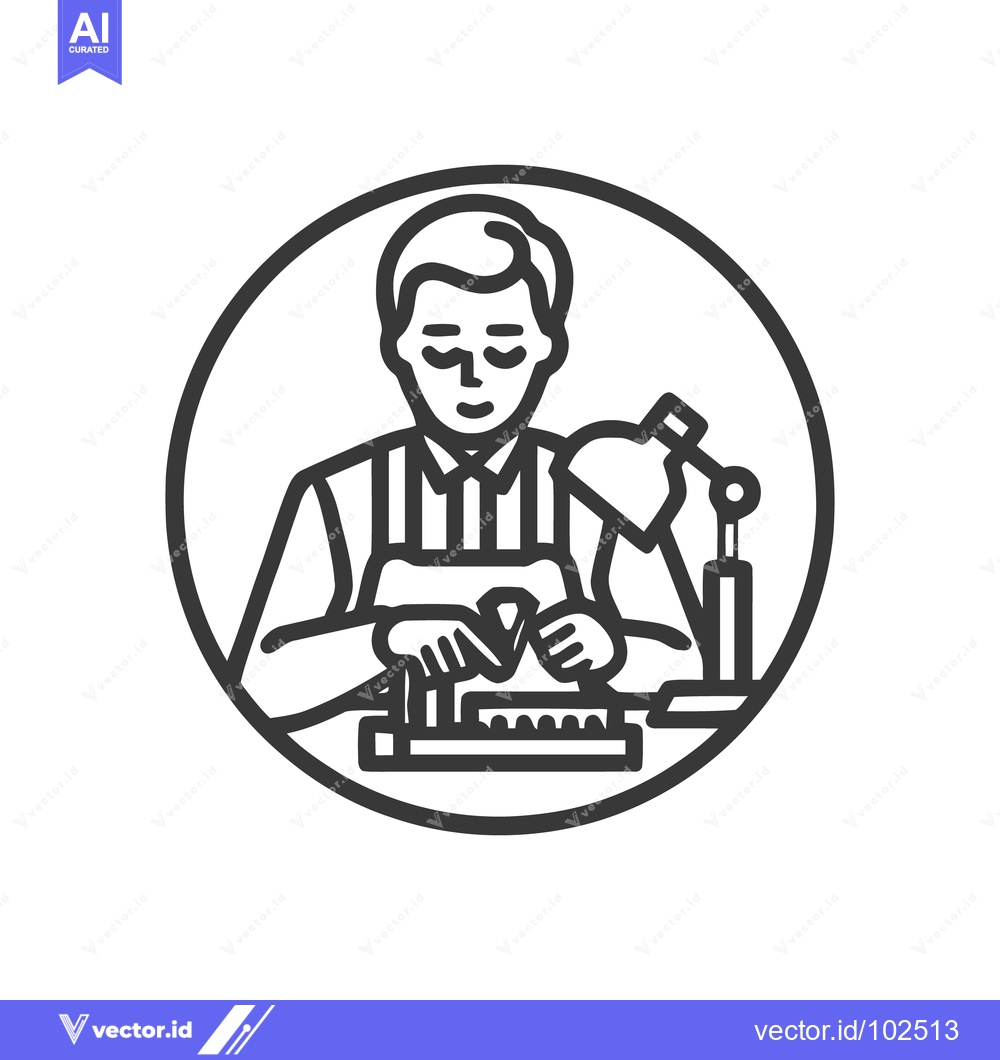Premium Vector dari Focused Artisan Jeweler at a Workbench, Crafting a Gemstone | Clean Li