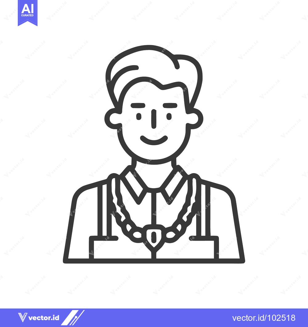 Premium Vector dari Stylish Young Man with Pendant Necklace, Minimalist Line Art Avatar Ic