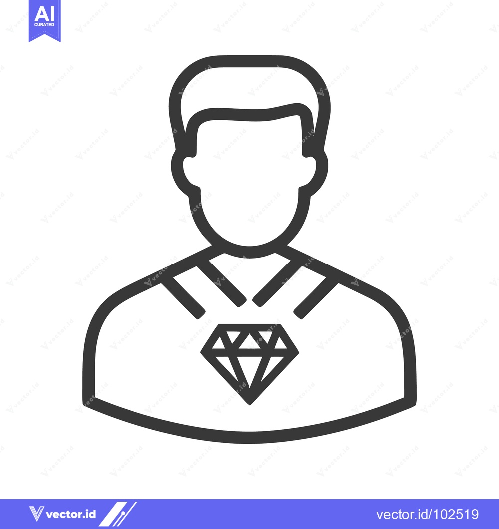 Premium Vector dari Premium User Icon: Minimalist Line Art of a Person with a Diamond Embl