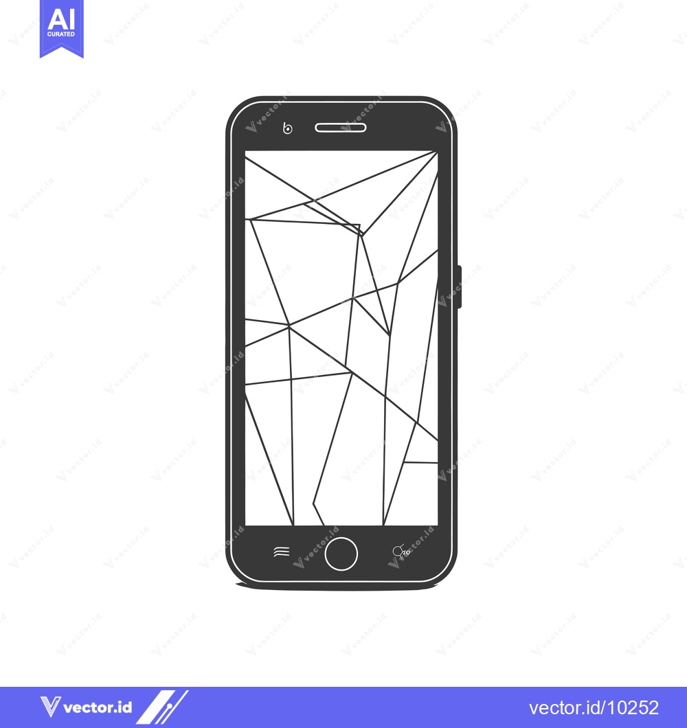 Premium Vector of A Black and White Illustration of a Cracked Smartphone Screen