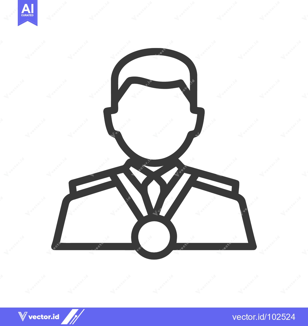 Premium Vector dari Simple Line Icon of a Person in Uniform with a Medal, Symbolizing Achi