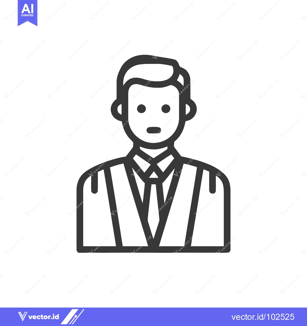 Premium Vector dari Minimalist Black Line Icon of Professional Man in Suit and Tie, Busine