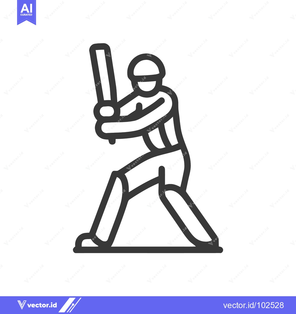 Premium Vector dari Minimalist Cricket or Baseball Batter Icon in Batting Stance