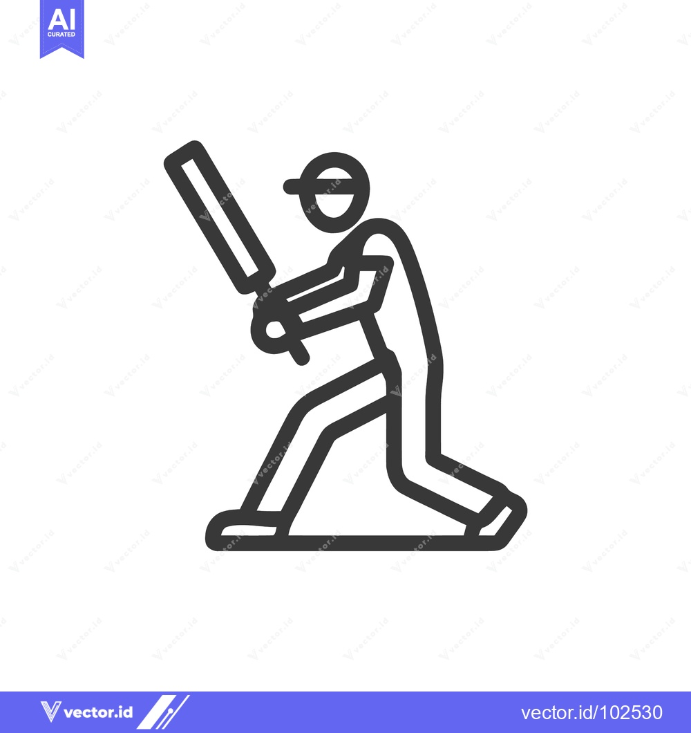 Premium Vector dari Minimalist Line Icon of Baseball Player Batting, Ready to Hit, Sports