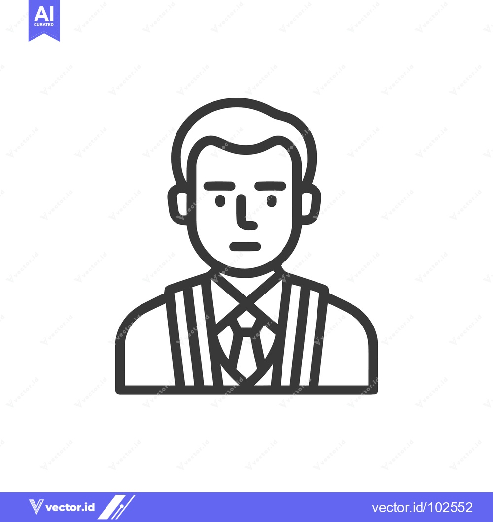 Premium Vector of Minimalist Line Art Icon of a Man in Shirt, Tie, and Suspenders, Repre
