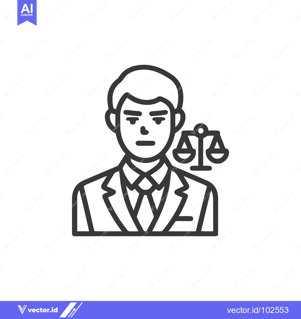 Premium Vector dari Professional Lawyer or Judge Icon with Justice Scales - Minimalist Lin