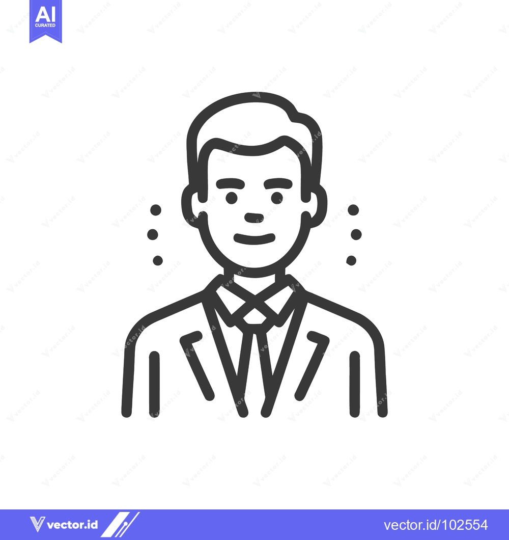 Premium Vector dari Clean Line Art Icon of Smiling Businessman in Suit, Professional Avata