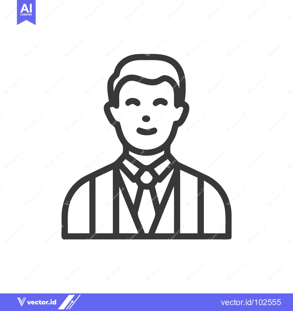 Premium Vector of Smiling Professional Man Line Icon. Minimalist Business Avatar Vector