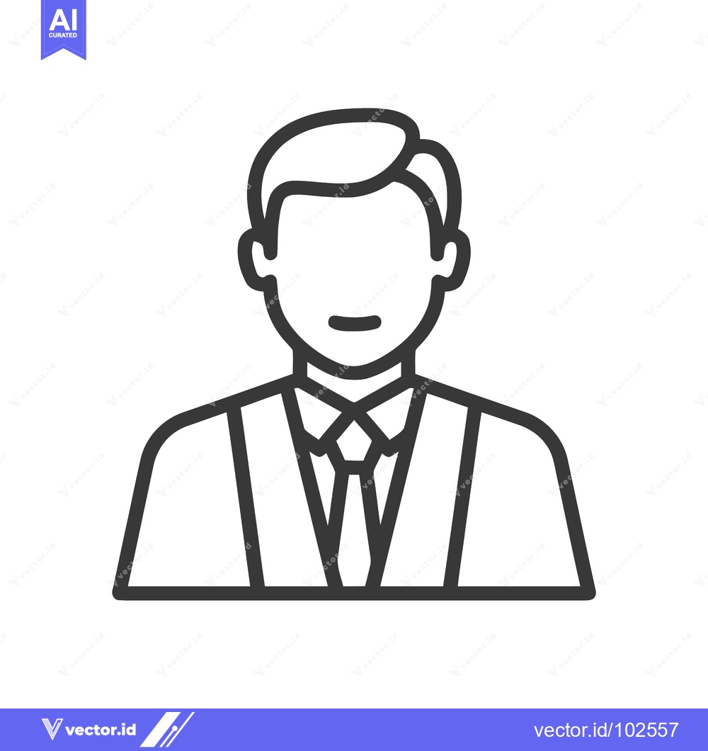 Premium Vector dari Minimalist Line Icon of a Professional Man in Suit and Tie, User Avata