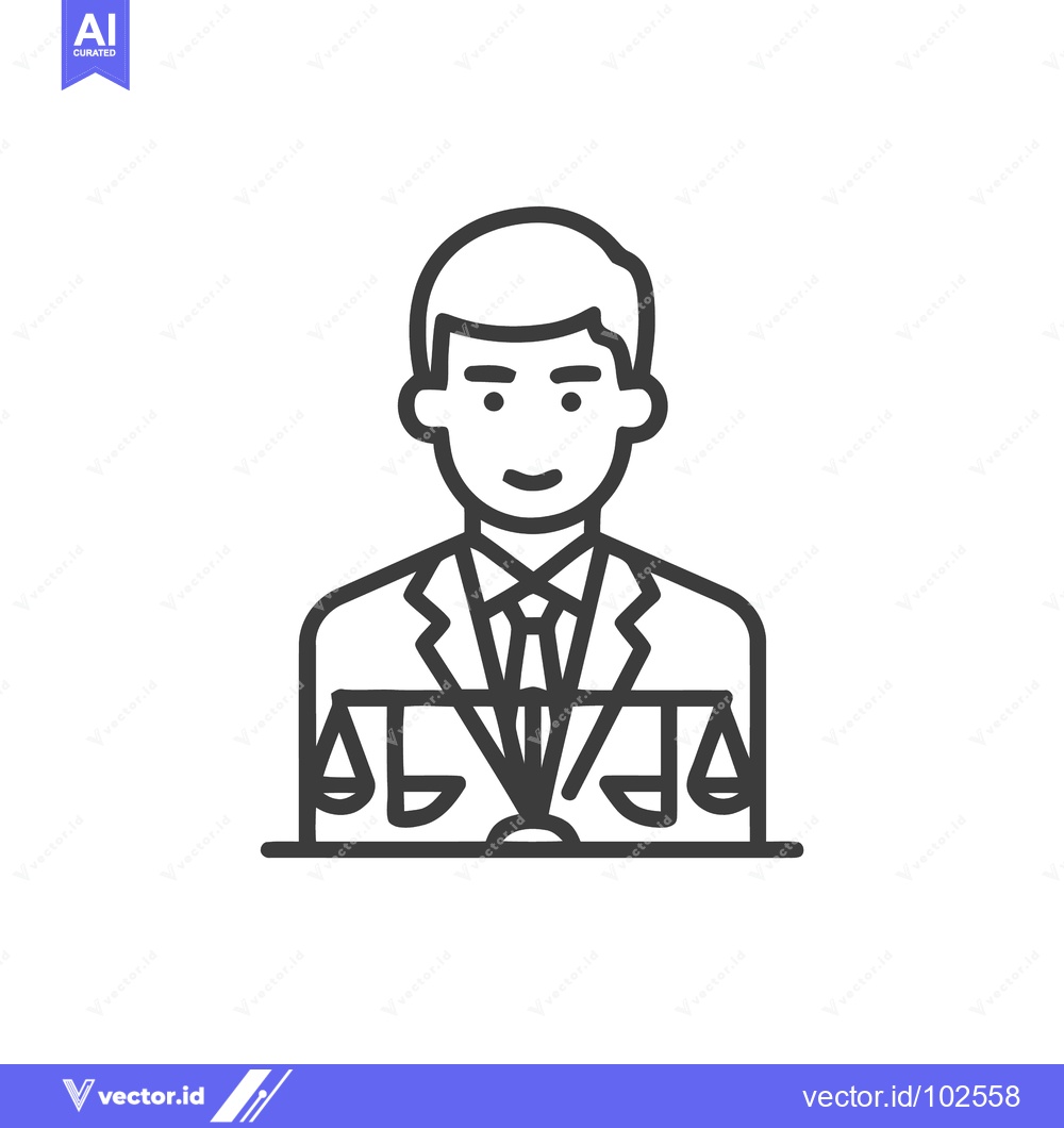 Premium Vector dari Minimalist Line Art Icon of Legal Professional with Scales of Justice,