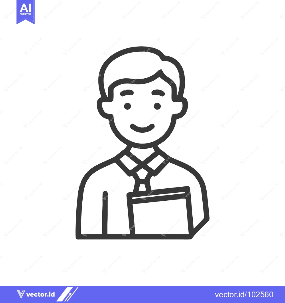 Premium Vector dari Smiling Male Professional or Student Icon in Tie Holding Book, Minimal
