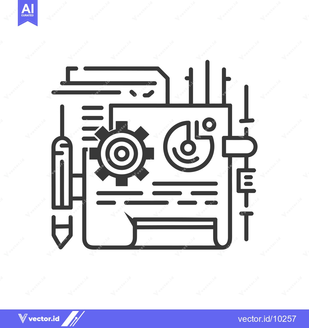 Premium Vector dari A black and white illustration of a data analysis document with icons