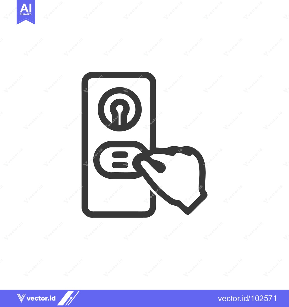 Premium Vector dari Modern Line Icon of Hand Operating Smart Door Lock or Access Control P