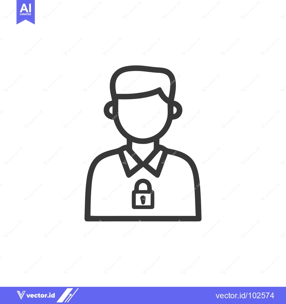 Premium Vector dari Stylized Male User Profile Icon with Padlock on Chest, Illustrating Di