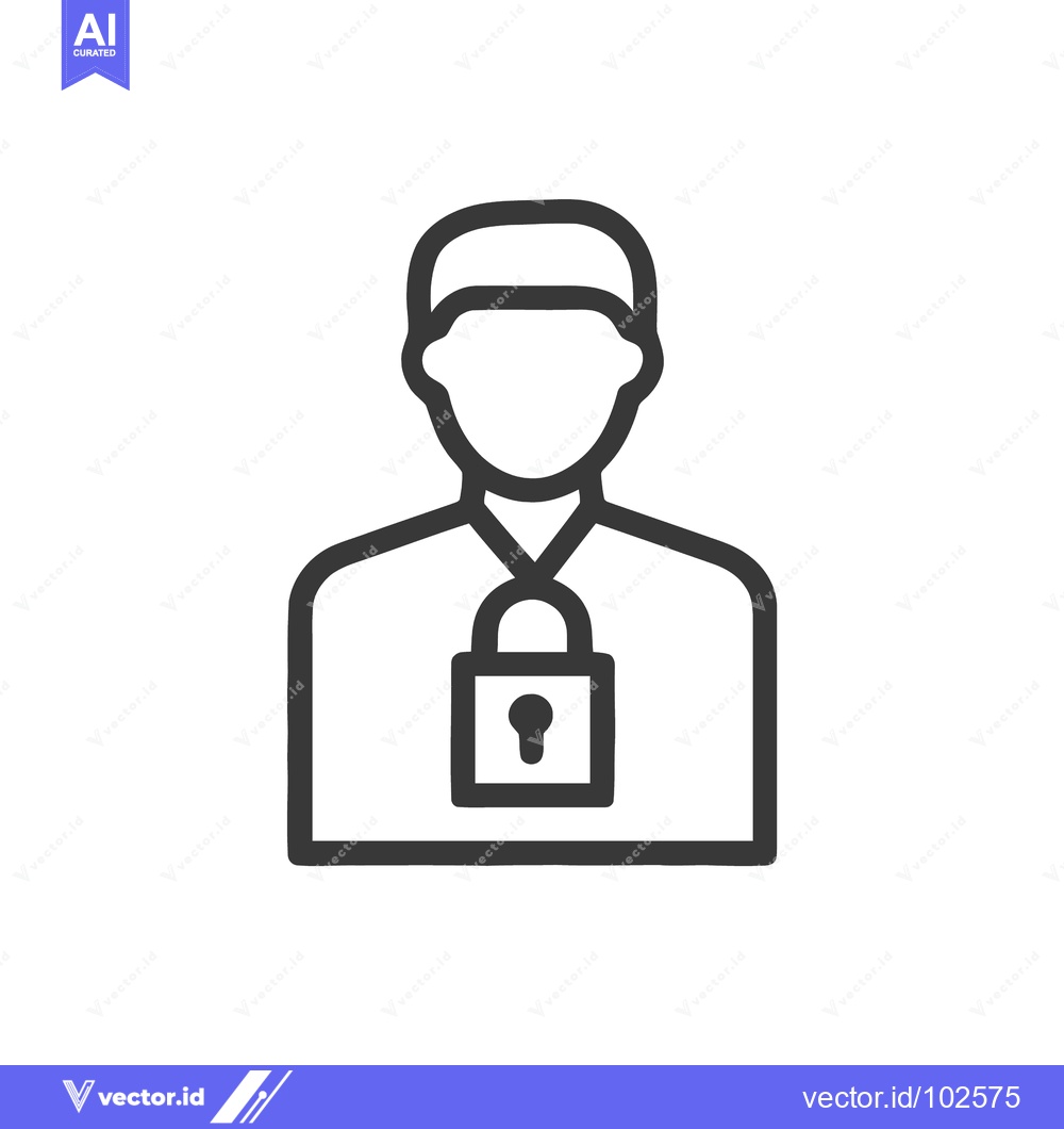 Premium Vector of Outline User Profile Icon with Padlock, Representing Account Security,