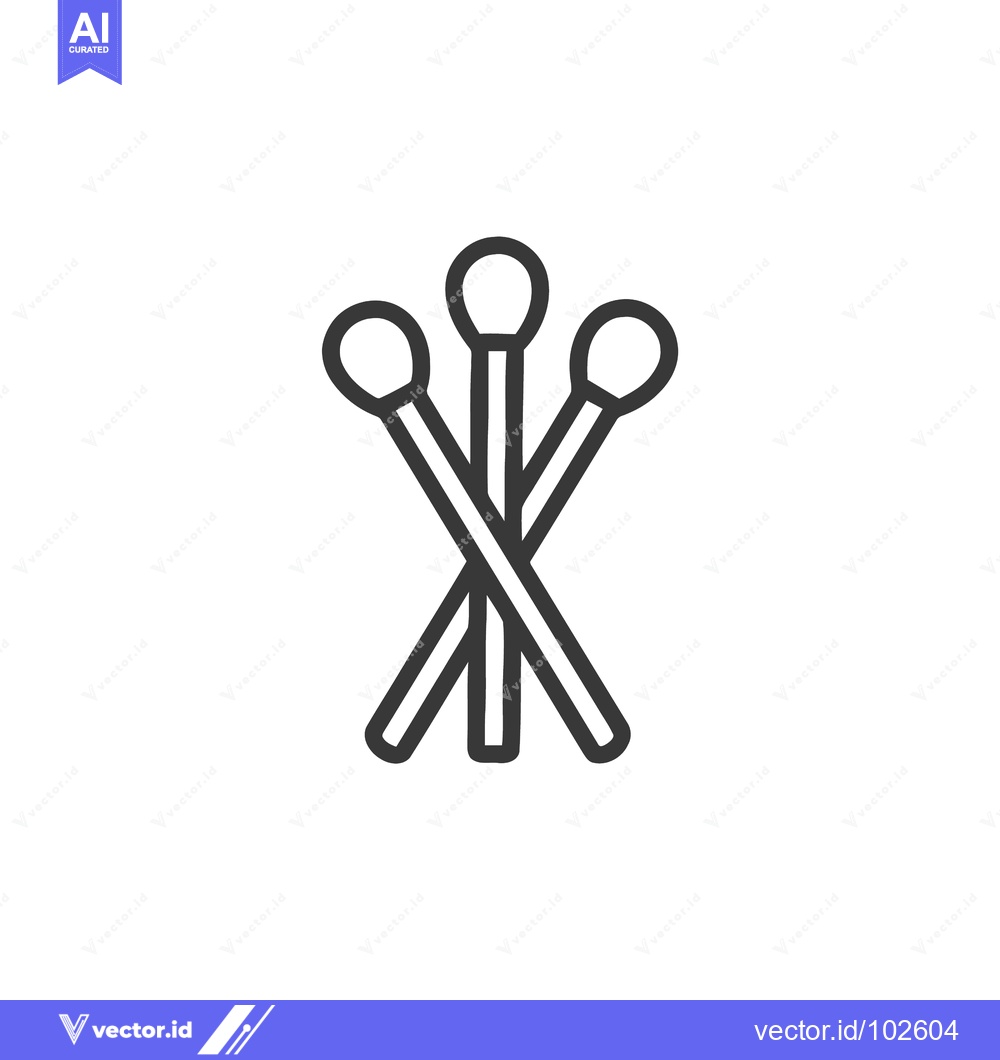 Premium Vector dari Minimalist Line Icon of Three Crossed Matches for Fire and Light Symbo
