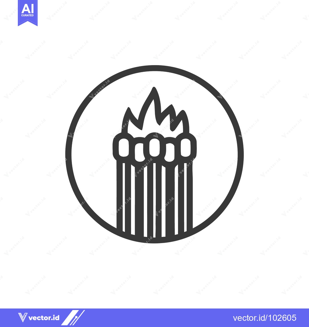 Premium Vector dari Stylized Black and White Icon of Multiple Lit Matches with Flames in a