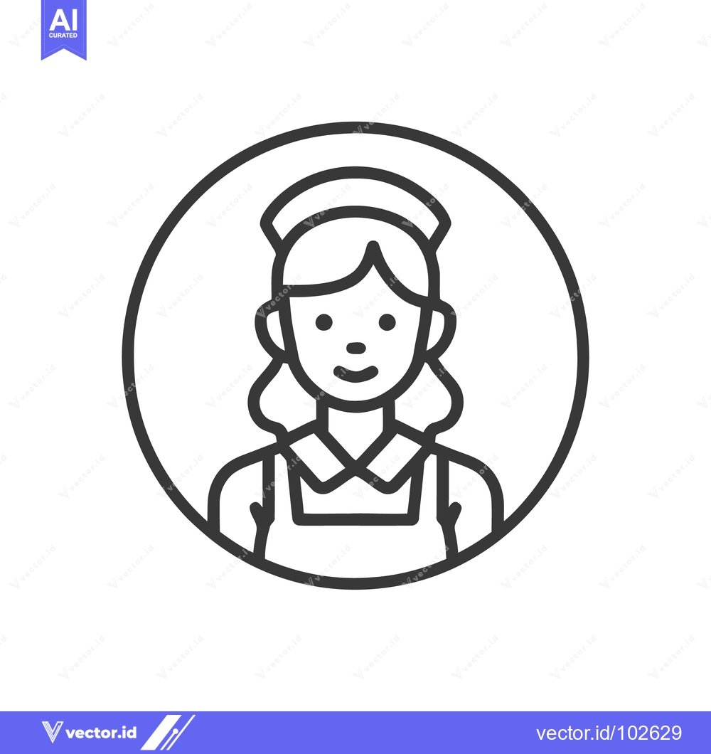 Premium Vector dari Smiling Female Nurse Avatar Line Art Icon in Circle, Minimalist Vector