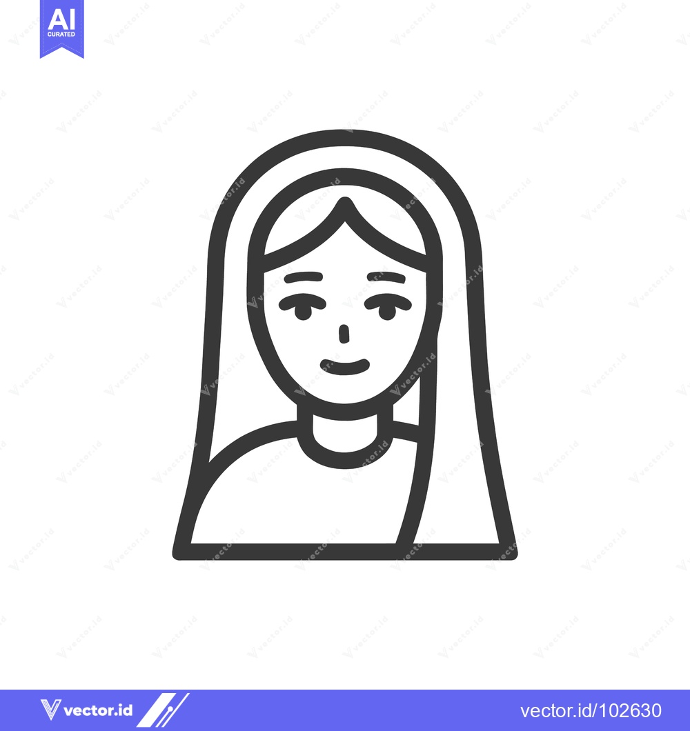 Premium Vector dari Minimalist Veiled Woman Line Art Icon: Serene Religious Figure or Nun