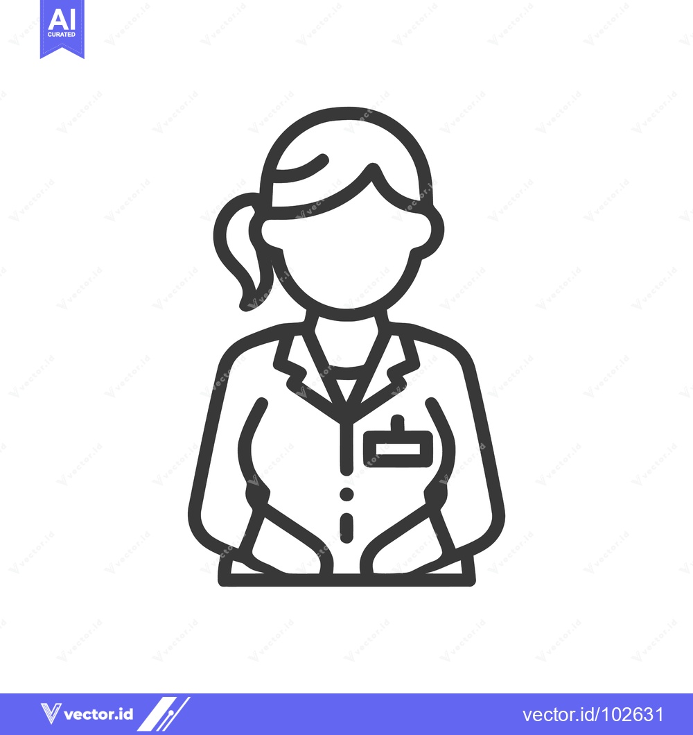 Premium Vector of Modern Flat Design Female Doctor Icon: Professional Woman in Lab Coat