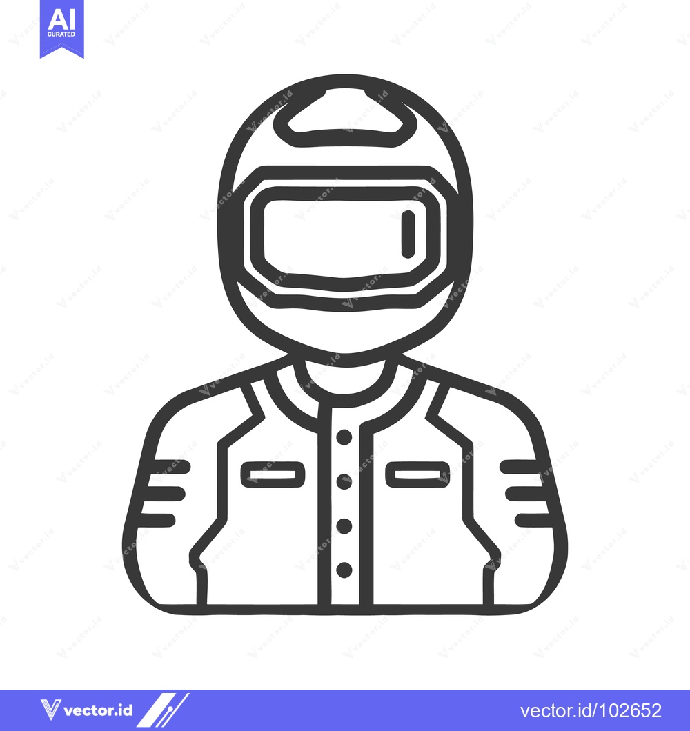 Premium Vector dari Clean Vector Outline Icon of a Motorcyclist Wearing a Full-Face Helmet