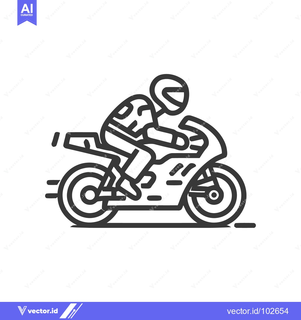 Premium Vector dari Minimalist Line Art of a Speeding Motorcycle Rider in Racing Posture,