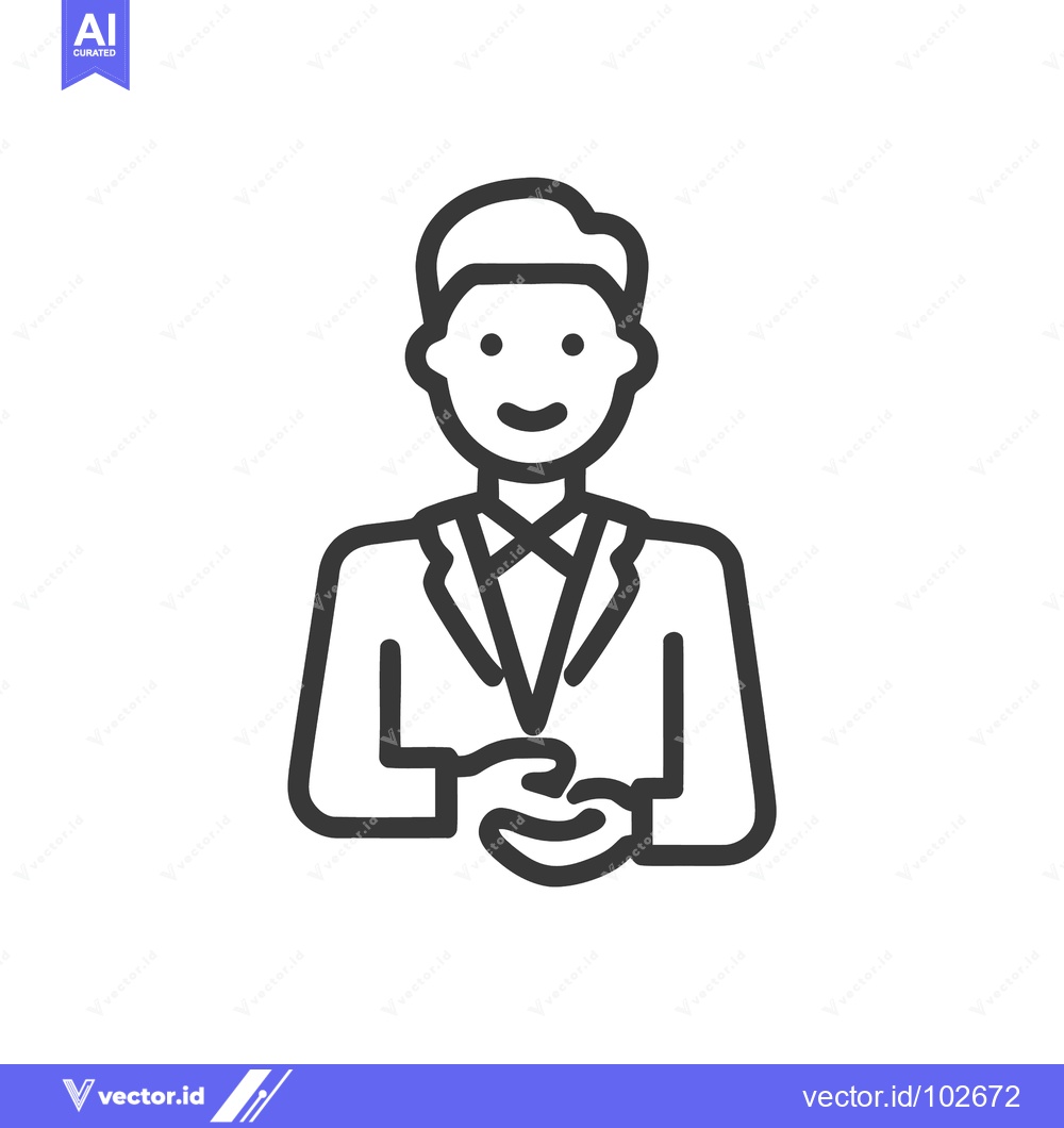 Premium Vector dari Smiling Male Professional Avatar Icon in Simple Outline Style
