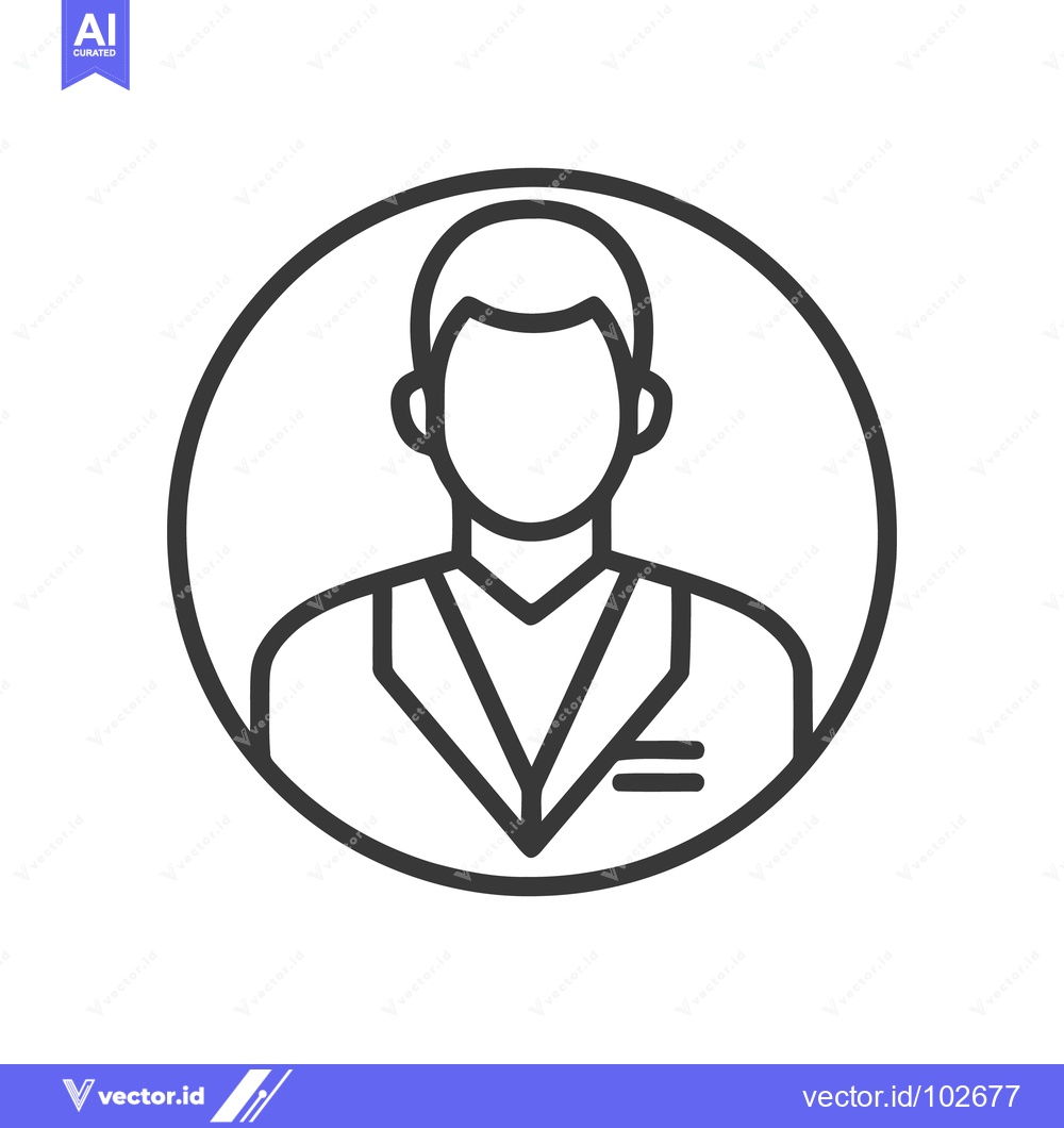 Premium Vector dari Modern Minimalist Male User Profile Avatar Icon in Circle, Clean Line