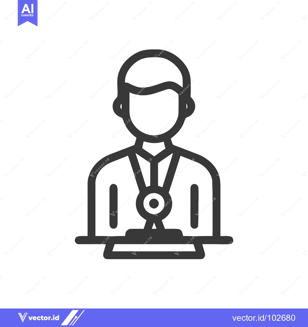 Premium Vector dari Stylized Professional Person Icon with ID Badge and Counter, Represent