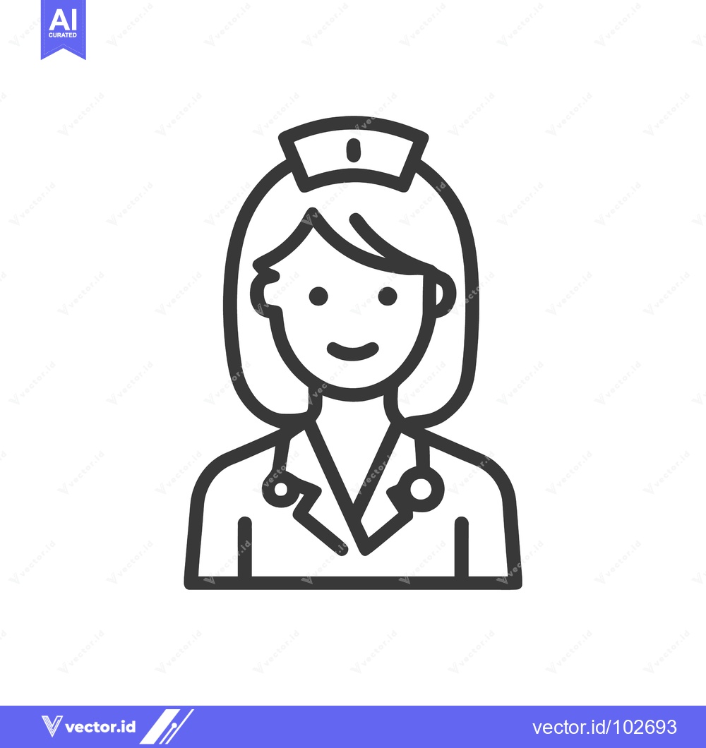Premium Vector dari Minimalist Smiling Female Nurse Icon with Stethoscope and Cap